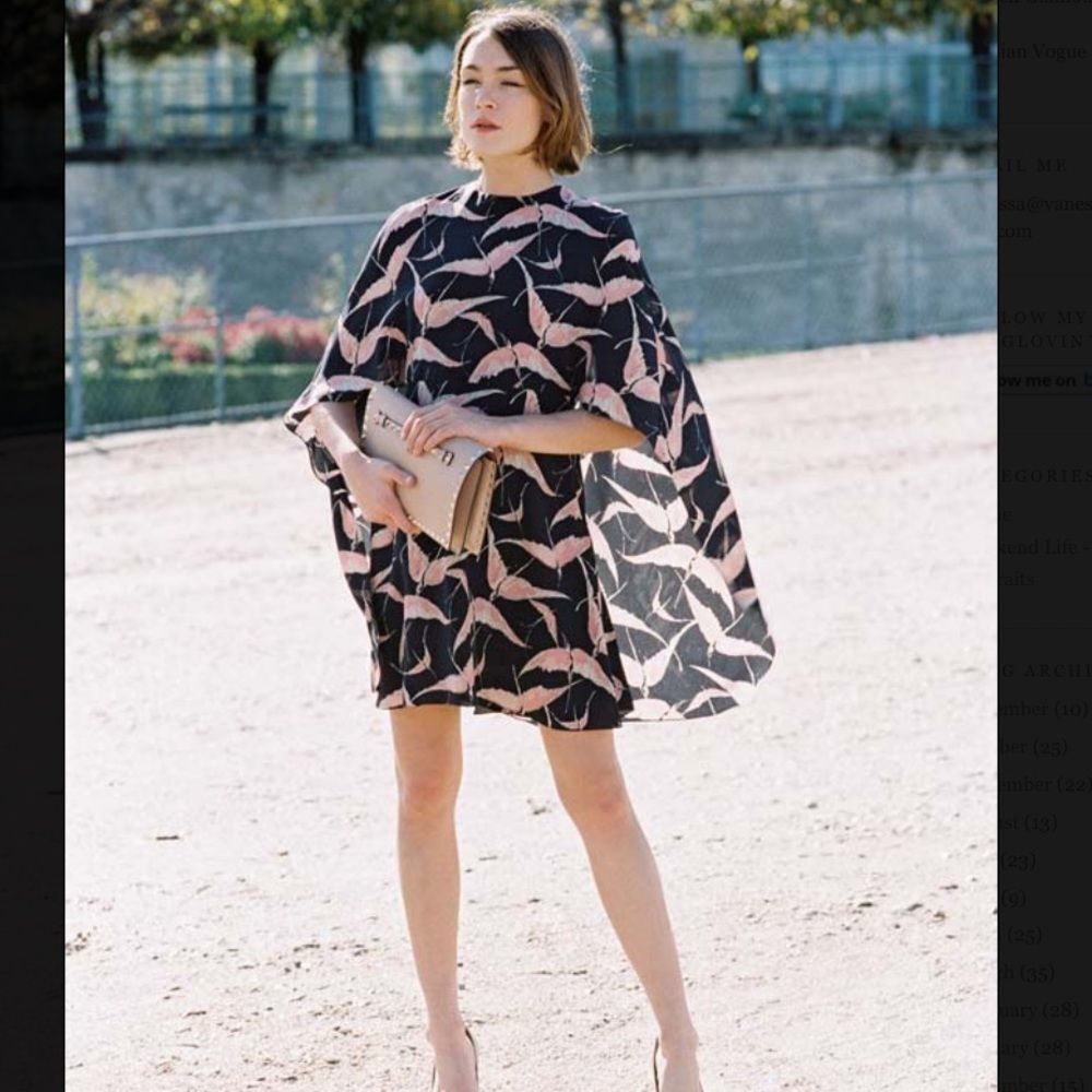 NWOT Valentino bird print cape dress - Picture 1 of 13